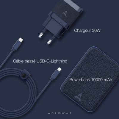 Pack ADEQWAT Powerbank + chargeur 30W+USB-C-Lightning - Image 6