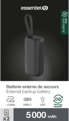 Batterie externe ESSENTIELB 5000 mAh avec cable USB-C - Image 4