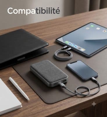 Batterie externe ADEQWAT 10000 mAh Power Delivery noir - Image 3