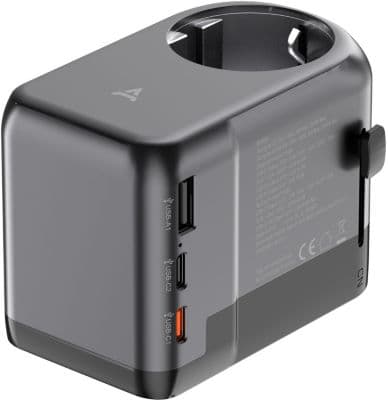 Adaptateur de voyage ADEQWAT 65W universel EU UK US ASIE + Sacoche ADEQWAT à bandoulière 12h noir + Coussin de voyage ADEQWAT ergonomique à mémoire de forme - Image 5