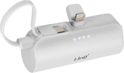 LINQ Batterie externe LINQ 6000mAh, Connecteur iPhone + USB-C Blanc