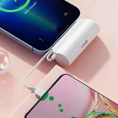 Batterie externe LINQ 6000mAh, Connecteur iPhone + USB-C Blanc - Image 3