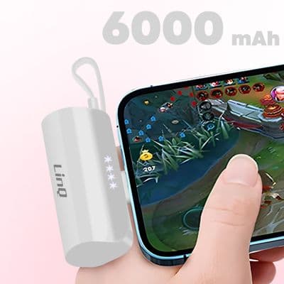 Batterie externe LINQ 6000mAh, Connecteur iPhone + USB-C Blanc - Image 6