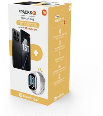 Smartphone XIAOMI Pack 15T Noir 256Go 5G+RedmWatch5 Active - Image 2