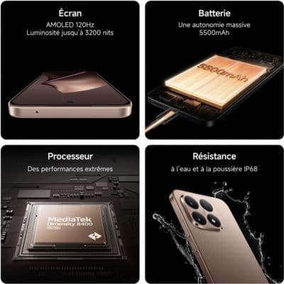 Smartphone XIAOMI Pack 15T Noir 256Go 5G+RedmWatch5 Active - Image 6