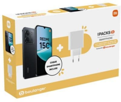 Smartphone XIAOMI Pack Redmi 15C 256Go Noir 4G + coque + Chargeur - Image 2