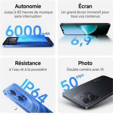 Smartphone XIAOMI Pack Redmi 15C 256Go Noir 4G + coque + Chargeur - Image 5