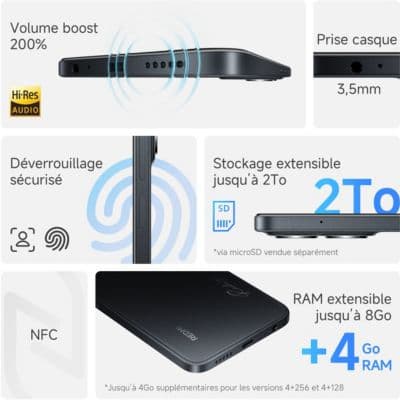 Smartphone XIAOMI Pack Redmi 15C 256Go Noir 4G + coque + Chargeur - Image 6