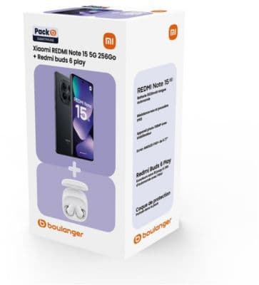 Smartphone XIAOMI Pack Redmi Note 15 256Go 5G + Coque + Buds6 Play - Image 2