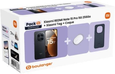 Smartphone XIAOMI Pack Redmi Note 15 Pro 5G 256Go Noir + Tag + Coque - Image 2