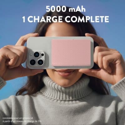 Batterie externe CASYX 5000 mAh Qi2 MagSafe avec bequille rose - Image 5
