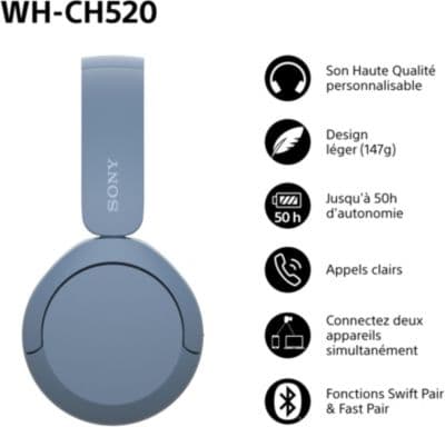 Casque SONY WH-CH520 Bleu - Image 2