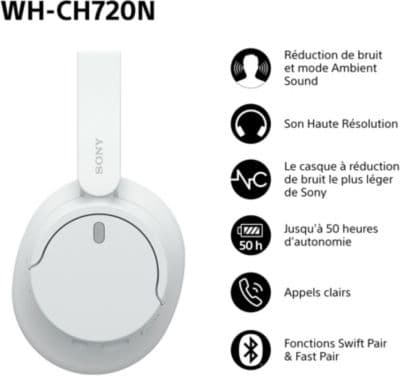 Casque SONY WH-CH720N Blanc - Image 2