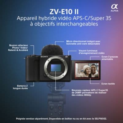 Appareil photo Hybride SONY ZV-E10 II + E PZ 16-50 mm 3.5-5.6 OSS II - Image 2