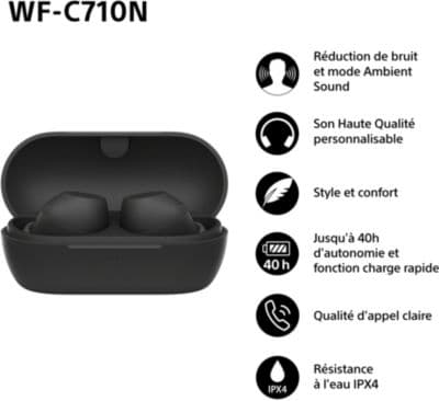 Ecouteurs SONY WF-C710N Noir - Image 3