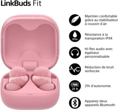 Ecouteurs SONY Linkbuds Fit Rose - Image 3
