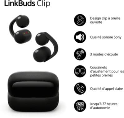 Ecouteurs SONY Linkbuds Clip Noir - Image 2
