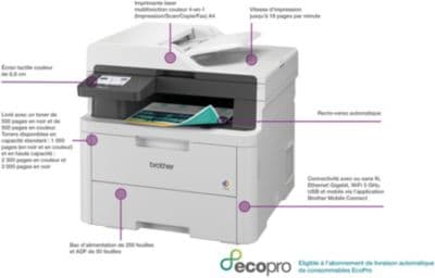 Imprimante multifonction BROTHER MFC-L3740CDWE éligible à EcoPro - Image 2