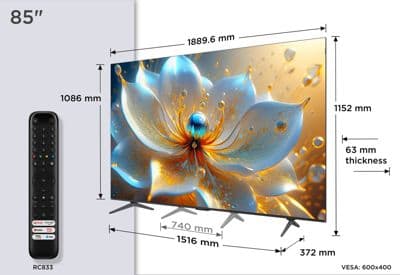TV QLED TCL 85P89K 144Hz 2025-85 pouces (215cm) - Image 4