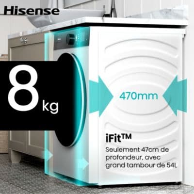 Lave linge compact HISENSE LL Front HISENSE WF5I8043BWF iFit - Image 4