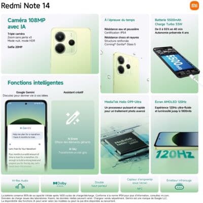 Smartphone XIAOMI Redmi Note 14 Noir 256Go 4G - Image 5