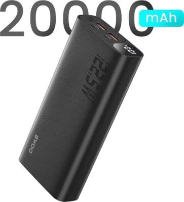 Batterie externe BWOO 20000mAh 22.5W avec USB-C + 2 USB Noir - Image 4