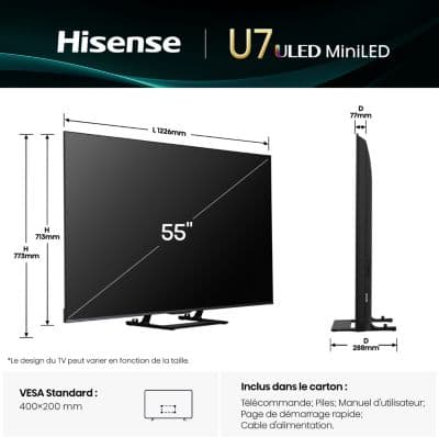 TV Mini Led HISENSE 55U7Q 2025 - 55 pouces ( 139 cm ) - Image 5