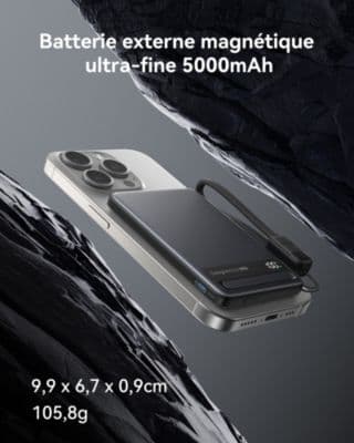 Batterie externe INIU 5000 mAh MagPro slim noir - Image 5