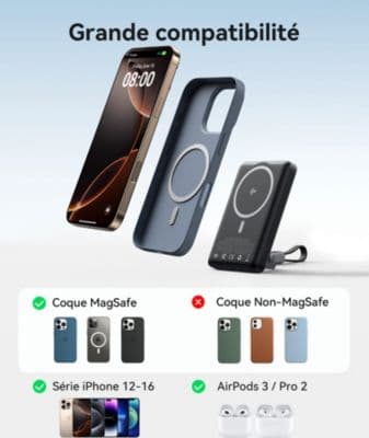 Batterie externe INIU 10000 mAh MagPro slim noir - Image 8
