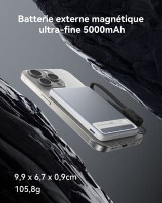 Batterie externe INIU 5000 mAh MagPro slim blanc - Image 5