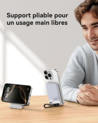 Batterie externe INIU 5000 mAh MagPro slim blanc - Image 7