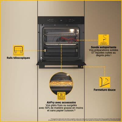 Four encastrable fonction vapeur WHIRLPOOL WOI7A8FPT1SBAF Vapeur AirFry - Image 2