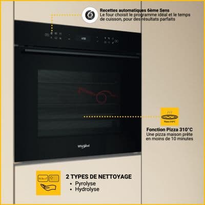 Four encastrable fonction vapeur WHIRLPOOL WOI7A8FPT1SBAF Vapeur AirFry - Image 3