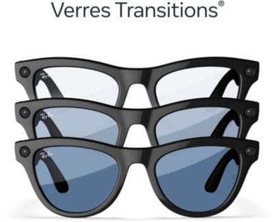 Lunettes connectées META Ray-Ban Skyler, Noir brillant, Transitions® Bleu Céruléen - Image 2