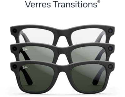 Lunettes connectées META Ray-Ban Wayfarer, Noir Mat, Transitions® Transparent/Vert Graphite - Image 2