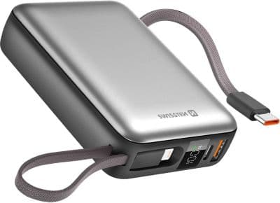 SWISSTEN Batterie externe SWISSTEN 20000mAh Câbles USB-C et Lightning Gris