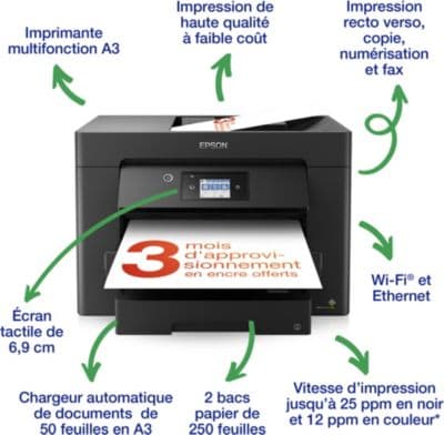 Imprimante jet d'encre EPSON WorkFoce WF-7830DTW - Image 3