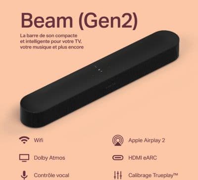 Barre de son SONOS Beam 2 Noir - Image 2