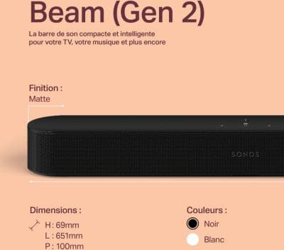 Barre de son SONOS Beam 2 Noir - Image 3