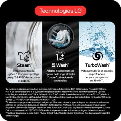 Lave linge séchant hublot LG F214WT8GRBE Washtower - Image 8