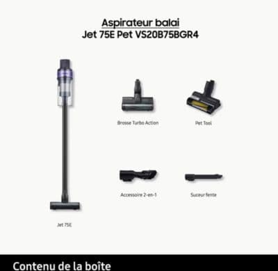 Aspirateur balai SAMSUNG Jet 75E Pet VS20B75BGR4 - Image 4