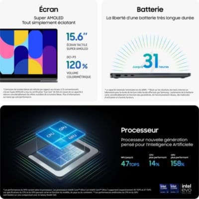 Ordinateur portable SAMSUNG Galaxy Book5 360 15,6 U5 16Go 512Go AI - Image 4