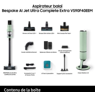 Aspirateur balai SAMSUNG Bespoke AI Jet Ultra 2 batteries VS90F40EEM/WD - Image 5