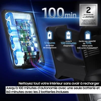 Aspirateur balai SAMSUNG Bespoke AI Jet Ultra 2 batteries VS90F40EEM/WD - Image 8