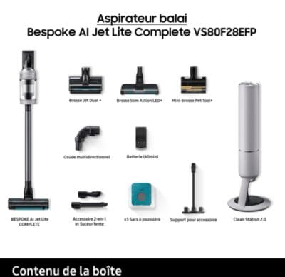 Aspirateur balai SAMSUNG Bespoke AI Jet Lite Complete VS80F28EFP - Image 4