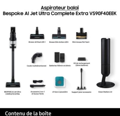 Aspirateur balai SAMSUNG Bespoke AI Jet Ultra 2 batteries VS90F40EEK/WD - Image 2