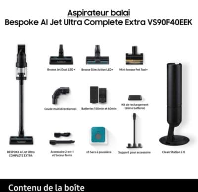 Aspirateur balai SAMSUNG Bespoke AI Jet Ultra 2 batteries VS90F40EEK/WD - Image 5