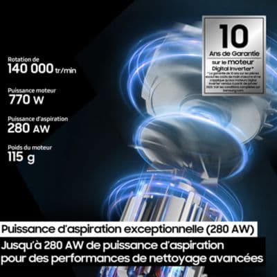 Aspirateur balai SAMSUNG Bespoke AI Jet Lite Complete Extra 2 batteries VS80F28EES - Image 5