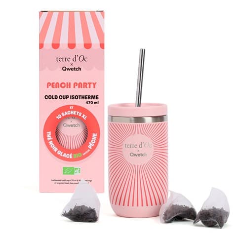Coffret thé noir glacé bio saveur pêche et mug isotherme Qwetch terre d'Oc - Image 3