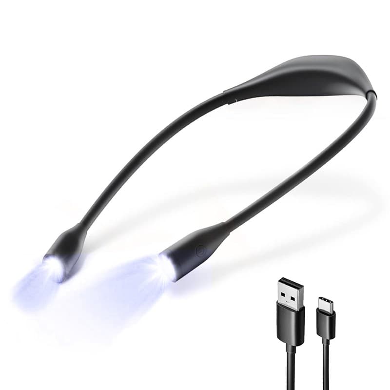 Lampe de lecture de cou rechargeable 3 couleurs 3 intensités Noir